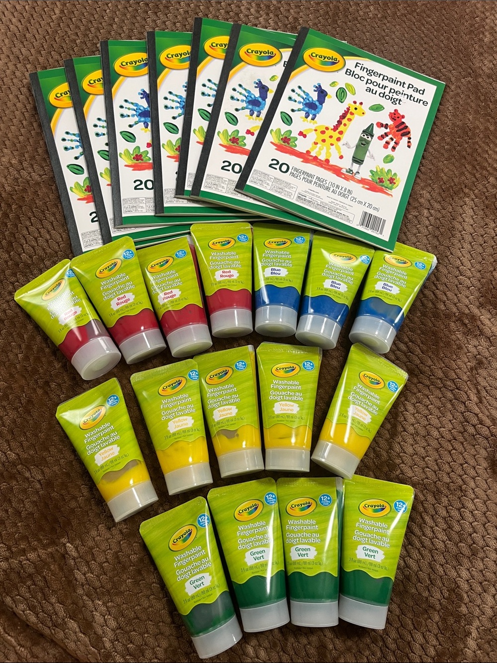 Crayola Washable Fingerpaint Tubes & Pads - Blue, Green, Yellow, Red